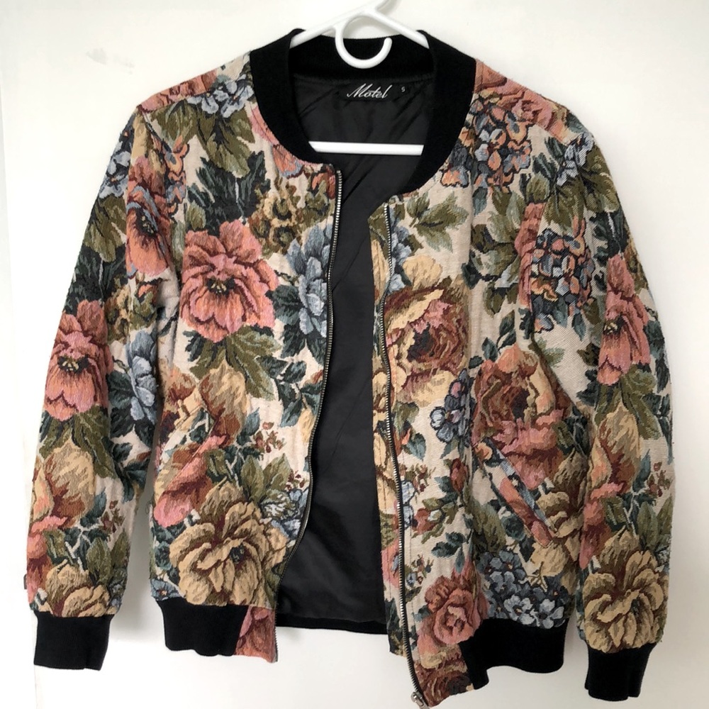 Revolve Floral Bomber Jacket, size S